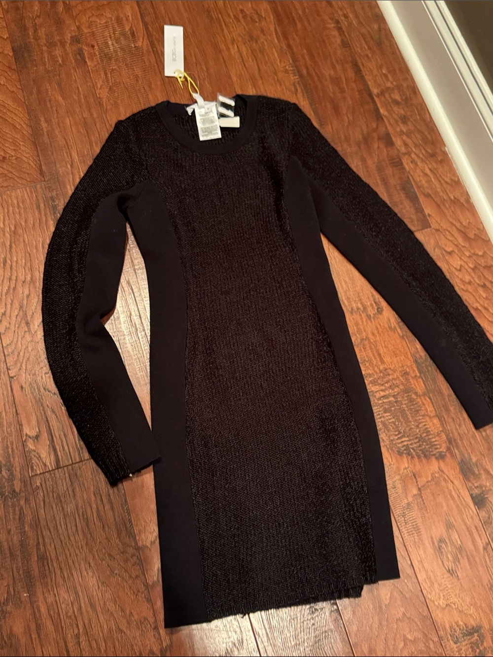 BCBGeneration Black Long Sleeve Knit Bodycon Dress